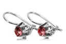 Plata de ley 925 925 Ruby pendientes vec013s Ruso Soviético URSS Estilo vintage Art Deco style